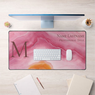 Rose Pink Monogram Desk Mat