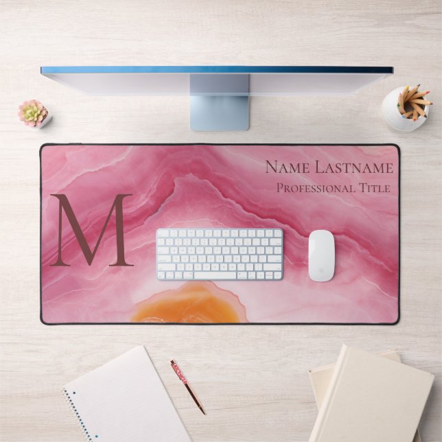 Rose Pink Monogram Desk Mat (Office 1)