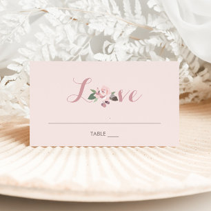 Rose Pink Moody Floral Boho Wedding Place Card