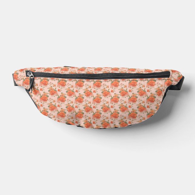 rose pink orange floral pattern wedding spring bum bags (Lay Down)