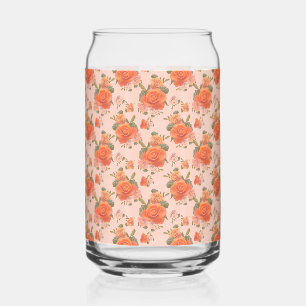 rose pink orange floral pattern wedding spring can glass