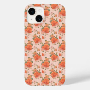 rose pink orange floral pattern wedding spring Case-Mate iPhone 14 case