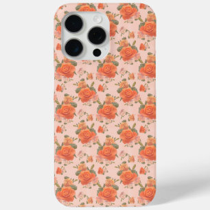 rose pink orange floral pattern wedding spring iPhone 15 pro max case