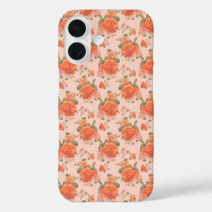 rose pink orange floral pattern wedding spring iPhone 16 case
