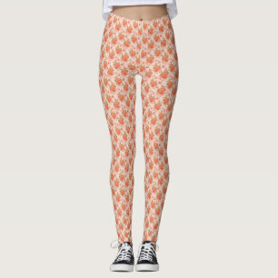 rose pink orange floral pattern wedding spring leggings