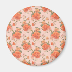 rose pink orange floral pattern wedding spring magnet