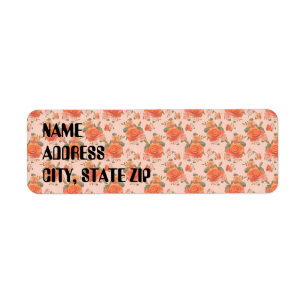 rose pink orange floral pattern wedding spring return address label