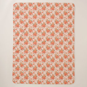 rose pink orange floral pattern wedding spring sherpa blanket