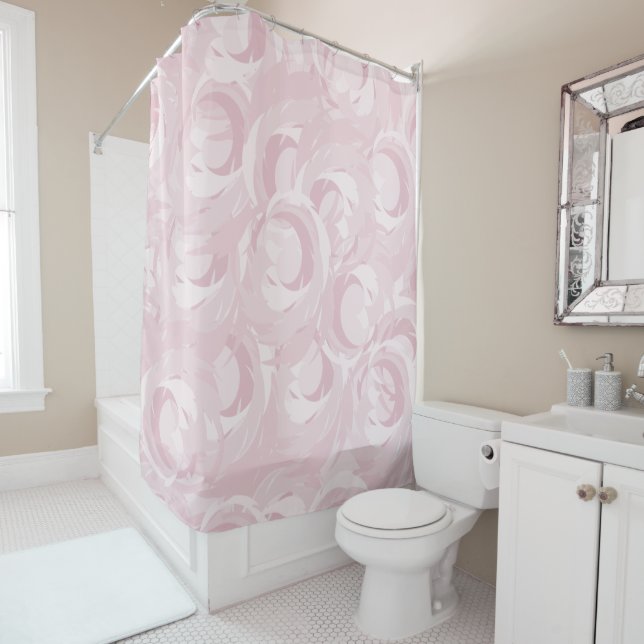 Rose Pink Pattern Shower Curtain (In Situ)