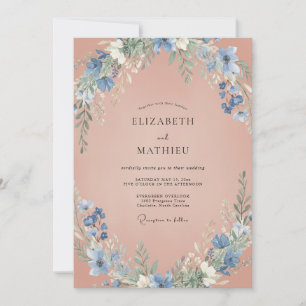 Rose Pink Peaceful Wildflower Wedding Invitation