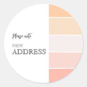 Rose Pink Peach Moving Announcement  Classic Round Sticker