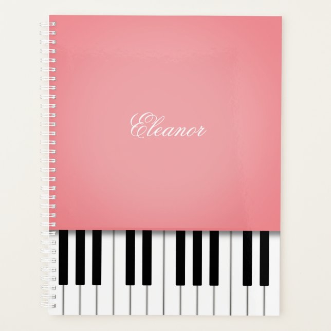 Rose Pink Piano Music Keyboard Customised Planner (Front)