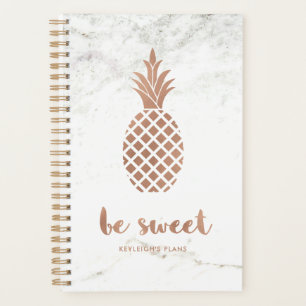 Rose Pink Pineapple on White Marble Be Sweet Planner