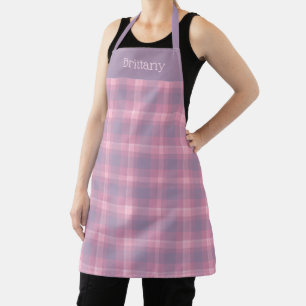 Rose Pink Plaid Custom Apron