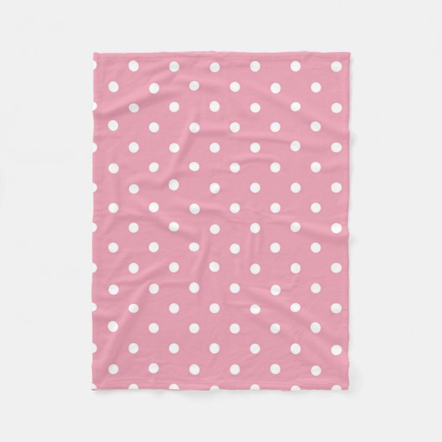Rose Pink Polka Dot Fleece Blanket (Front)