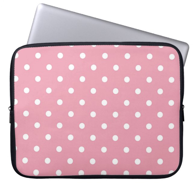 Rose Pink Polka Dot Laptop Sleeve (Front)