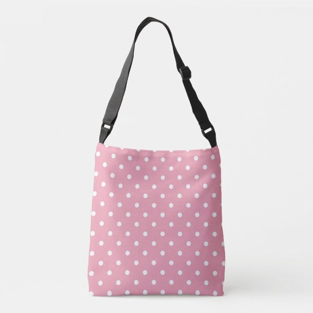 Rose Pink Polka Dots Crossbody Bag (Back)