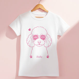 Rose Pink Poodle Tee Personalised Dog Mum Gift