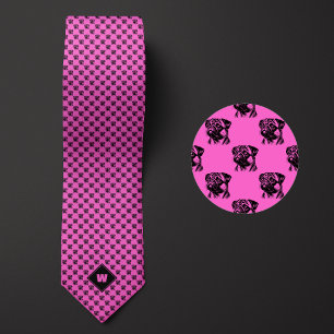 Rose Pink Pug Pattern Tie