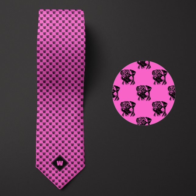 Rose Pink Pug Pattern Tie (Creator Uploaded)