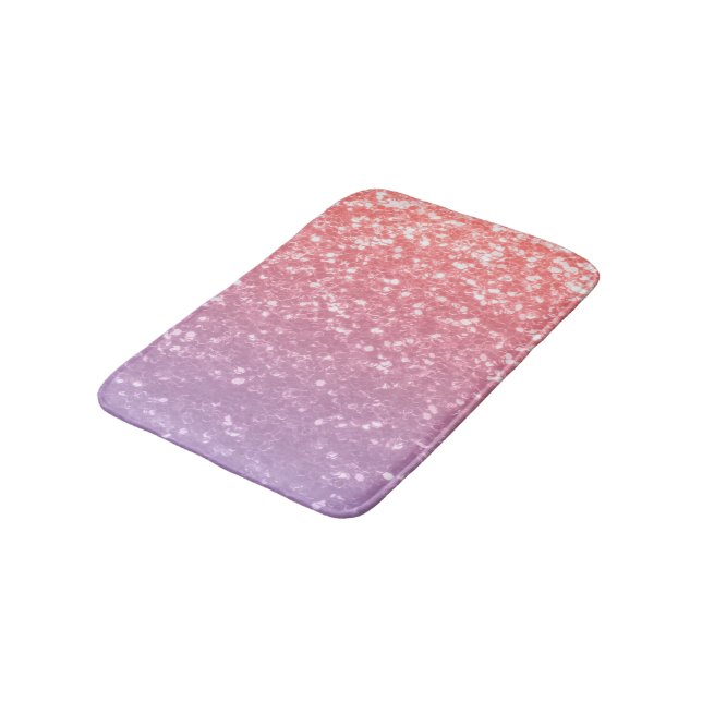 Rose pink purple lavender faux sparkles glitters bath mat (Angled)