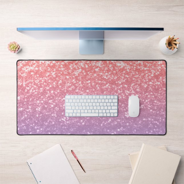 Rose pink purple lavender faux sparkles glitters desk mat (Office 1)