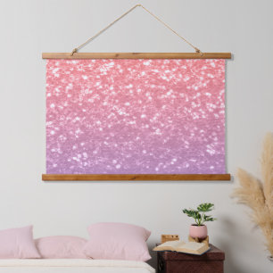 Rose pink purple lavender faux sparkles glitters hanging tapestry