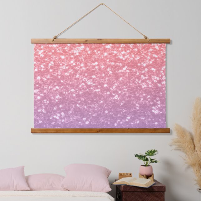 Rose pink purple lavender faux sparkles glitters hanging tapestry (Bedroom)