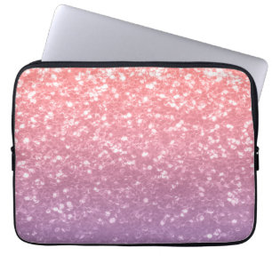 Rose pink purple lavender faux sparkles glitters laptop sleeve