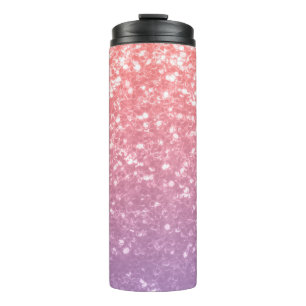 Rose pink purple lavender faux sparkles glitters thermal tumbler