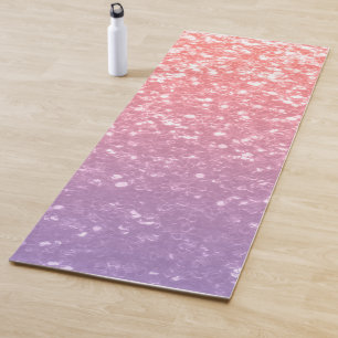 Rose pink purple lavender faux sparkles glitters yoga mat
