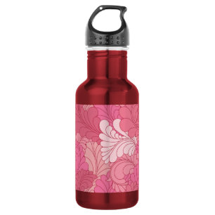 Rose Pink Retro Floral Paisley Feathers 532 Ml Water Bottle