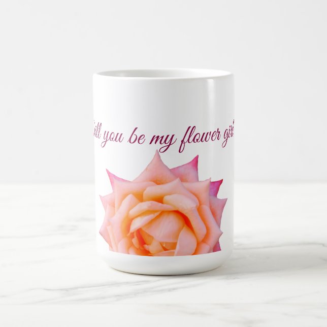 Rose, Pink Rose Will you be my flowergirl Coffee Mug (Center)