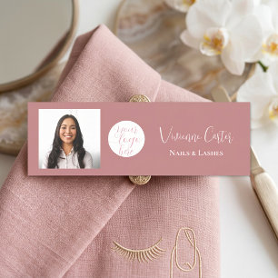 Rose Pink Script Logo Photo Nail Salon Name Tag