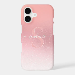 Rose Pink Shimmer Glitter Sparkle Monogrammed
