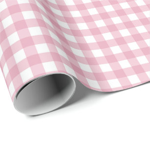 Rose Pink Simple Plaid Wrapping Paper