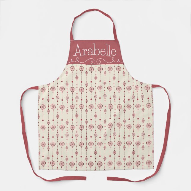 Rose Pink Snowflake Tinsel Apron (Front)