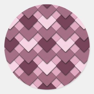 Rose Pink Square and Diamond Harlequin Pattern Classic Round Sticker