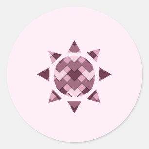 Rose Pink Square and Diamond Harlequin Sun Classic Round Sticker