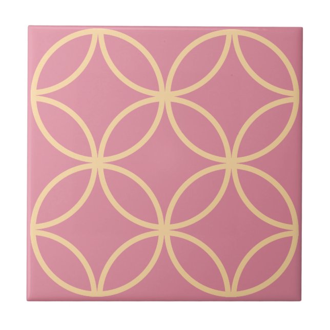 Rose pink tile with yellow circle pattern (Front)