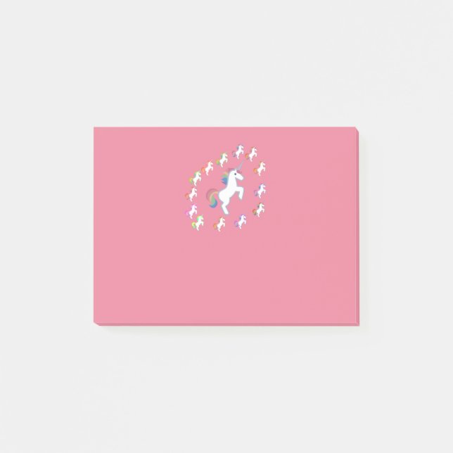 Rose Pink Unicorn Centre Glow Post-it Notes (Front)