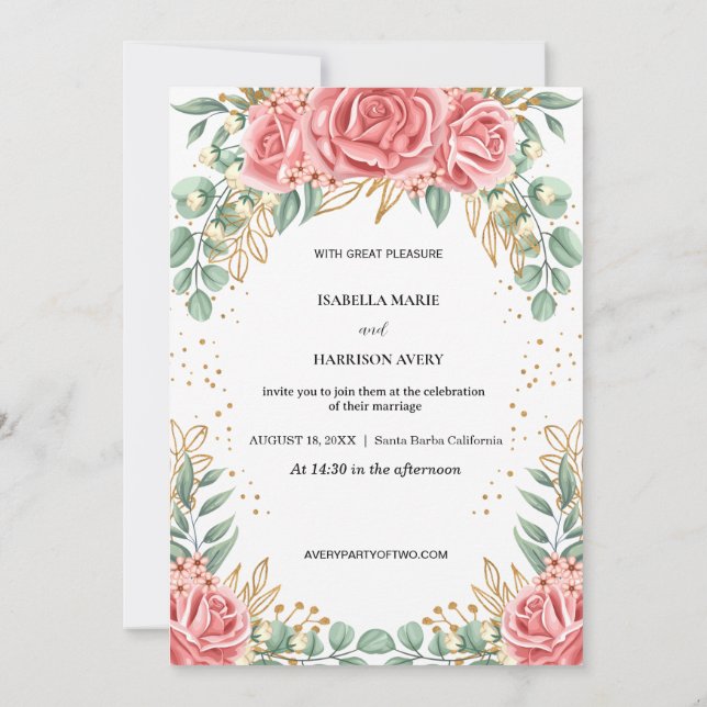 Rose Pink Wedding Minimalist save the date Invitation (Back)