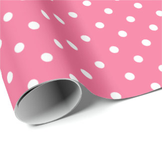 Rose Pink | White Polka Dot Wrapping Paper