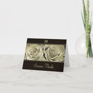 Rose Platinum Monogram Thank You Card
