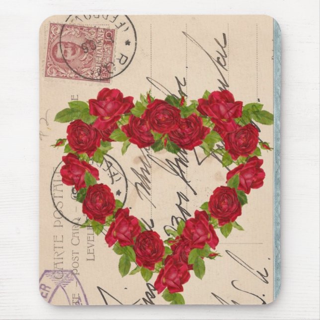 Rose Postcard Collage Mouse Pad (Front)