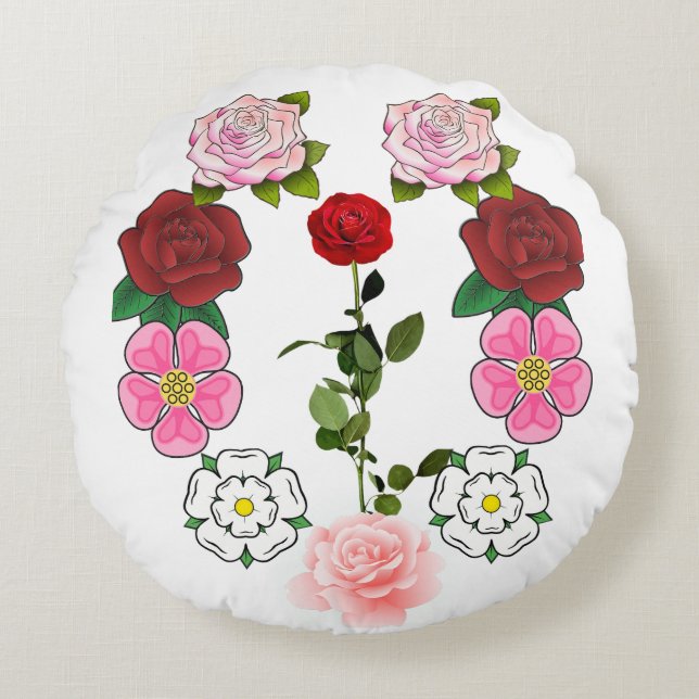 Rose Print , Elegant Rose Designs Round Cushion (Front)