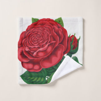 Rose Print Rochester Lithographing and Printing Co Bath Towel Set