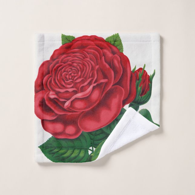 Rose Print Rochester Lithographing and Printing Co Bath Towel Set (Wash Cloth)