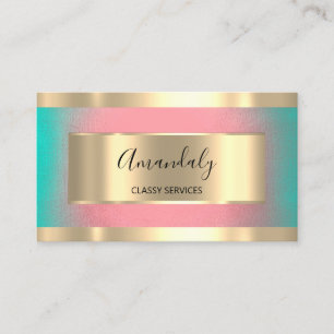Rose Professional Gold Framed Elegant Ombre Business Card