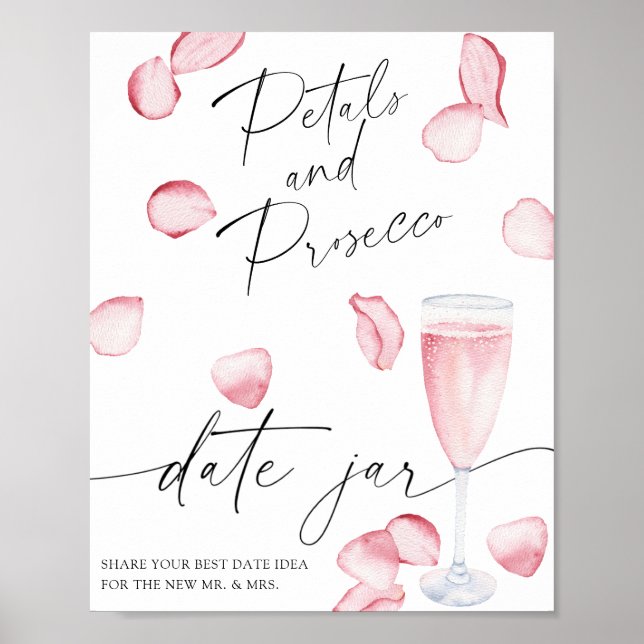 Rose prosecco - date night ideas. Date jar bridal Poster (Front)